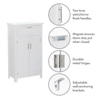 Armoire de rangement à deux portes RiverRidge Somerset avec tiroir et étagère réglable pour salle de bain et buanderie - Blanc - N/A