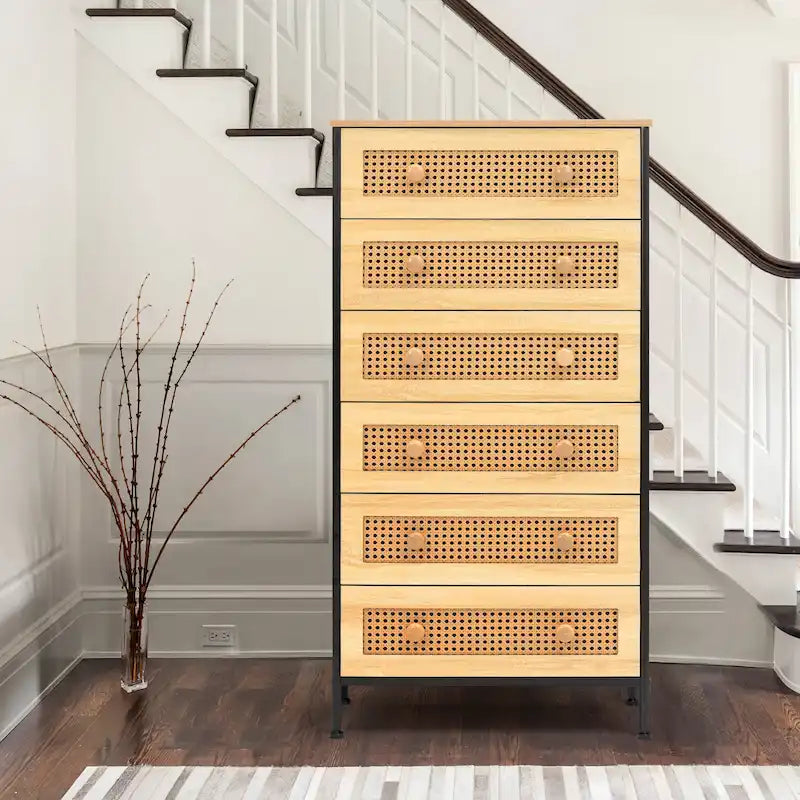 Commode de rangement de placard VredHom à 6 tiroirs en rotin PE