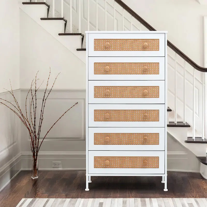 Commode de rangement de placard VredHom à 6 tiroirs en rotin PE