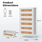 Commode de rangement de placard VredHom à 6 tiroirs en rotin PE