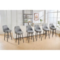 Tabourets de bar, lot de 2, chenille, réglables en hauteur, pivotants, avec dossier, pieds en métal, 61 à 74 cm, gris clair
