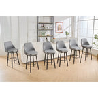 Tabourets de bar, lot de 2, chenille, réglables en hauteur, pivotants, avec dossier, pieds en métal, 61 à 74 cm, gris clair