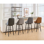 Tabourets de bar, lot de 2, chenille, réglables en hauteur, pivotants, avec dossier, pieds en métal, 61 à 74 cm, gris clair