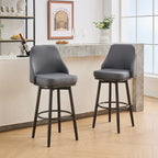 Tabourets de bar, lot de 2, chenille, réglables en hauteur, pivotants, avec dossier, pieds en métal, 61 à 74 cm, gris clair