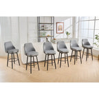 Tabourets de bar, lot de 2, chenille, réglables en hauteur, pivotants, avec dossier, pieds en métal, 61 à 74 cm, gris clair