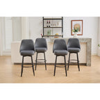 Tabourets de bar, lot de 2, chenille, réglables en hauteur, pivotants, avec dossier, pieds en métal, 61 à 74 cm, gris clair