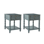 Eric Traditional 26 Tall Solid Wood End Table with USB Set of 2by HULALA HOME