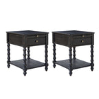 Eric Traditionnel 26 po. Table de bout en bois massif avec port USB, lot de 2 par