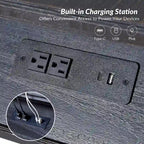 Eric Traditionnel 26 po. Table de bout en bois massif avec port USB, lot de 2 par
