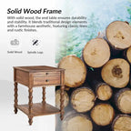 Eric Traditionnel 26 po. Table de bout en bois massif avec port USB, lot de 2 par