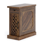 Table d'appoint haute, table de chevet avec tiroir pour chambre, chêne rustique - 60 cm (L) x 30 cm (l) x 65 cm (H)