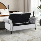 Banc rectangulaire de rangement en velours avec 1 oreiller, pouf pour salons et entrée