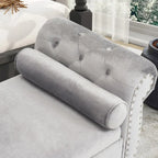 Banc rectangulaire de rangement en velours avec 1 oreiller, pouf pour salons et entrée