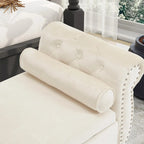 Banc rectangulaire de rangement en velours avec 1 oreiller, pouf pour salons et entrée