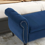 Banc rectangulaire de rangement en velours avec 1 oreiller, pouf pour salons et entrée